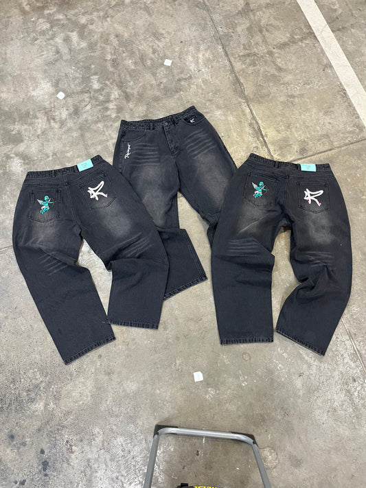 (BLACK STONE WASH) Limited Valentines Denim